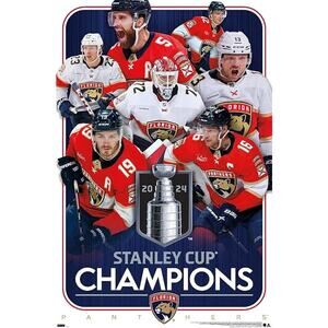 NHL Florida Panthers 2024 Stanley Cup Champions Wall Poster 34L"x 22.4" Unframed